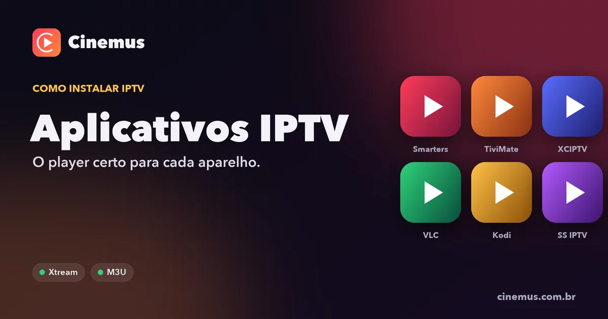 Grade de ícones de aplicativos IPTV para Smart TV, TV Box, celular e computador