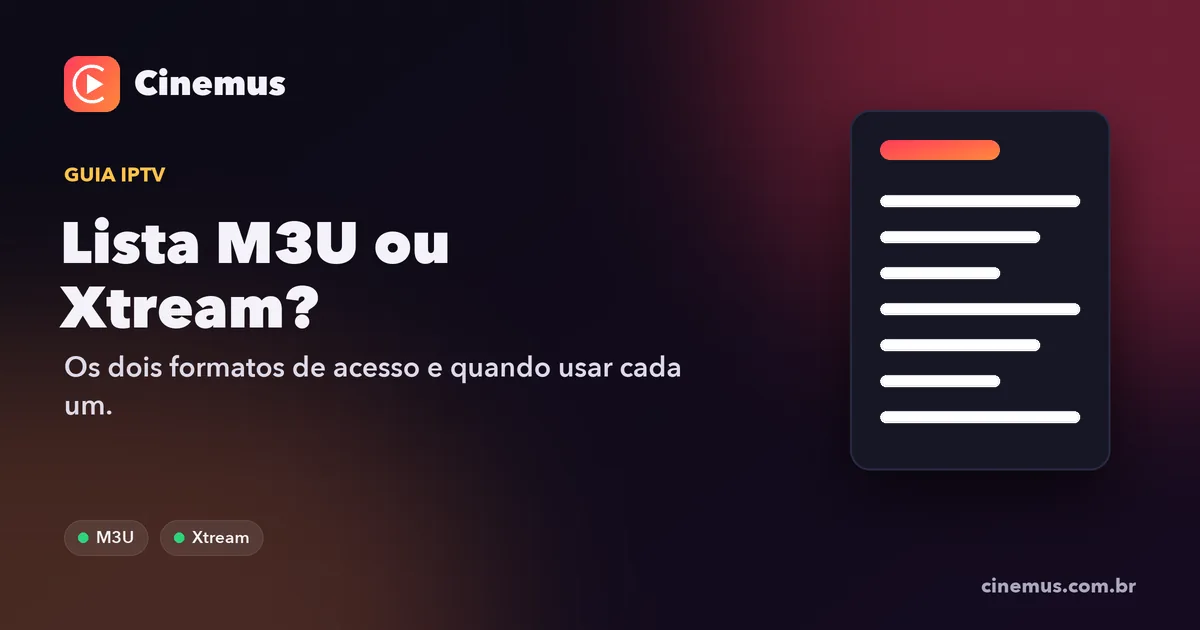 Documento de lista IPTV M3U ao lado da tela de login Xtream Codes